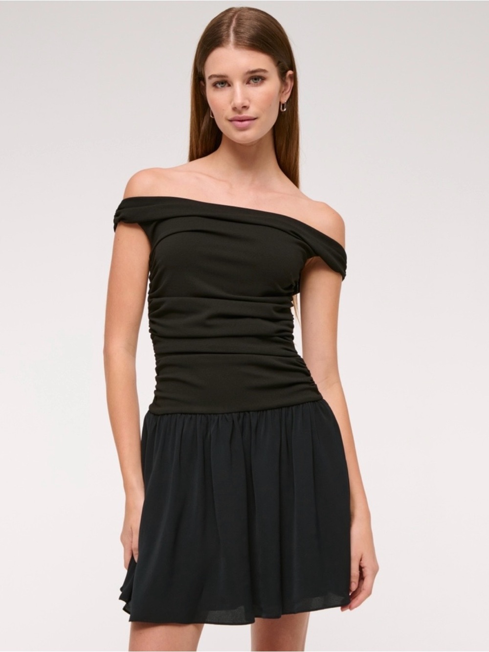 Abercrombie & Fitch Black Strapless Ruched Bodice Dress